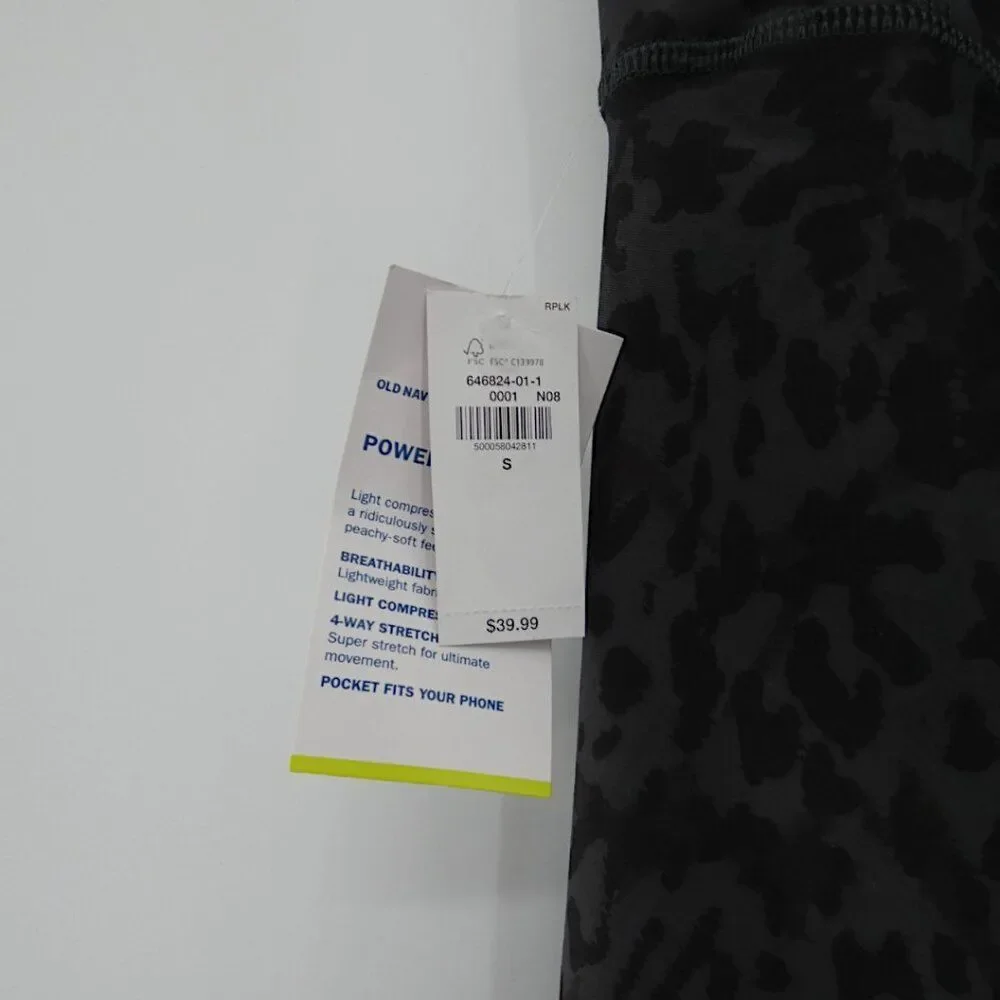 NWT Old Navy S Powersoft Leopard Leggings Extra High Rise Athleisure Gymcore - Picture 8 of 11
